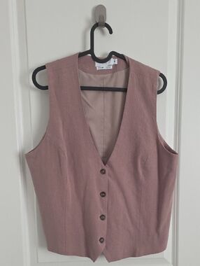 twik Mauve Pink Button-Front Vest Top